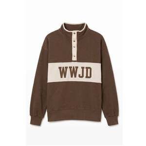 J1. "WWJD" Brown/Cream Contrast Snap Button Color Block Pullover
